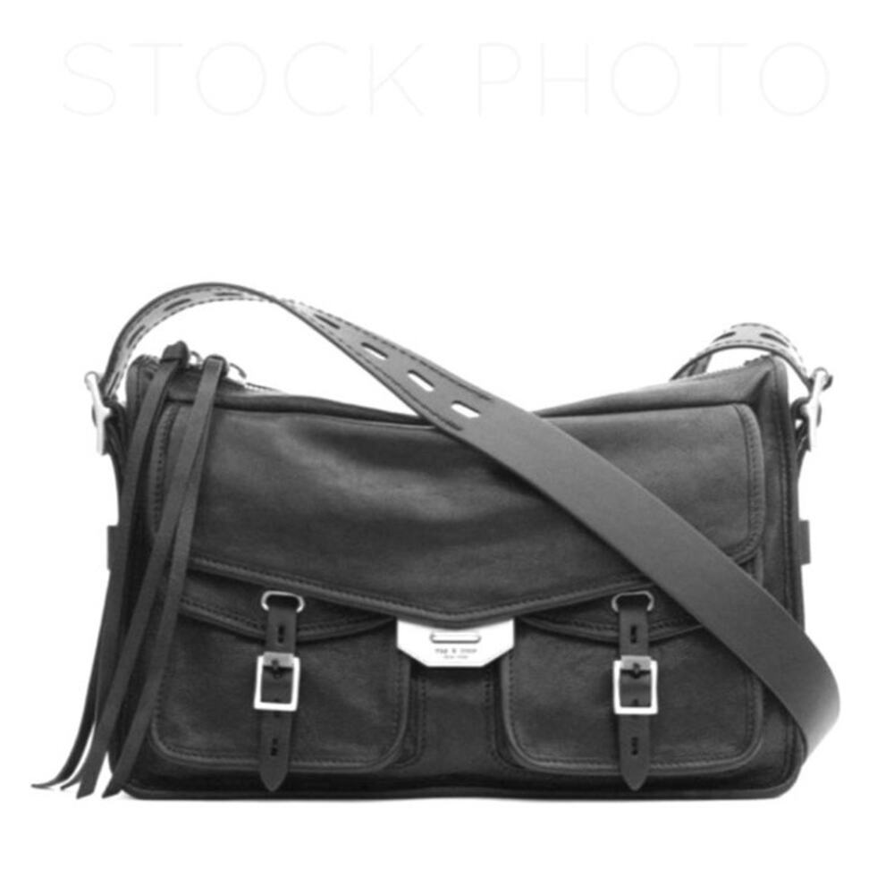 Rag & Bone Black Leather Large Field Messenger Bag Crossbody MSRP $695